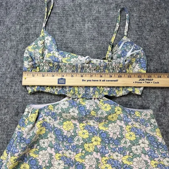 Lulus Dress Womens Small Blue Floral Print Cutouts Maxi Slit It's a Perfect Pick - Picture 9 of 12